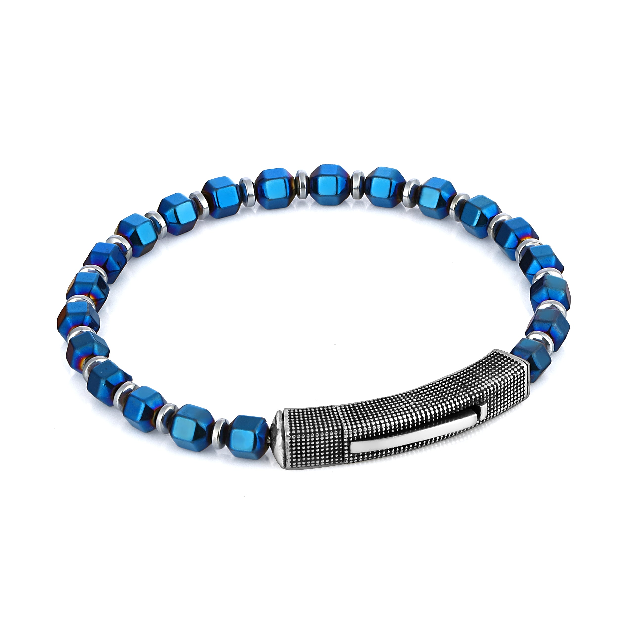 Single Lock Bubble Sqr Bracelet in Sterling Silver