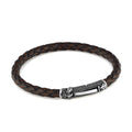 Single Lock Eagle Leather Bracelet in Sterling Silver