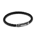 Single Lock Eagle Leather Bracelet in Sterling Silver