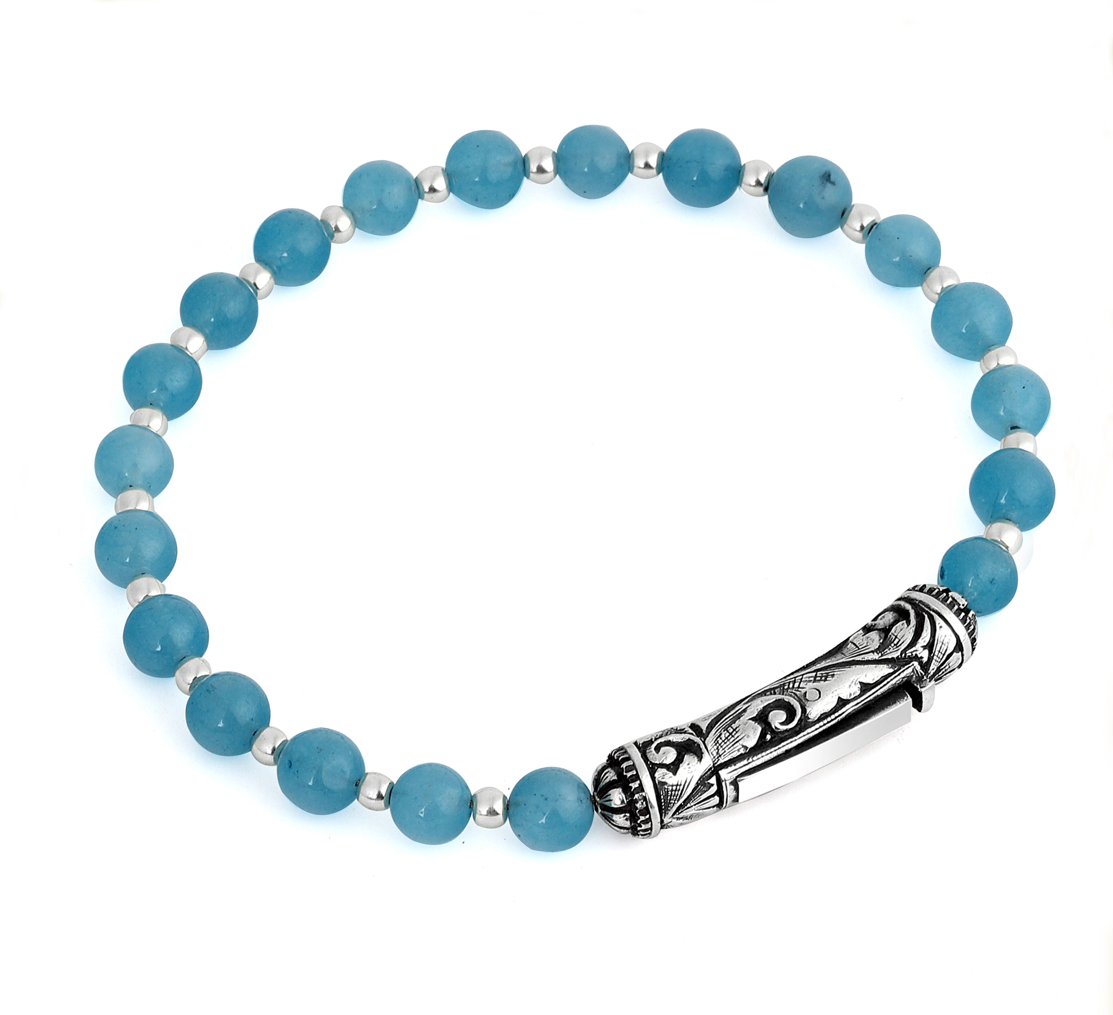 Single Lock Engraved G.s. Bracelet in Sterling Silver