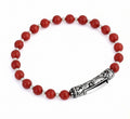 Single Lock M Engraved Coral Bracelet, Sterling Silver