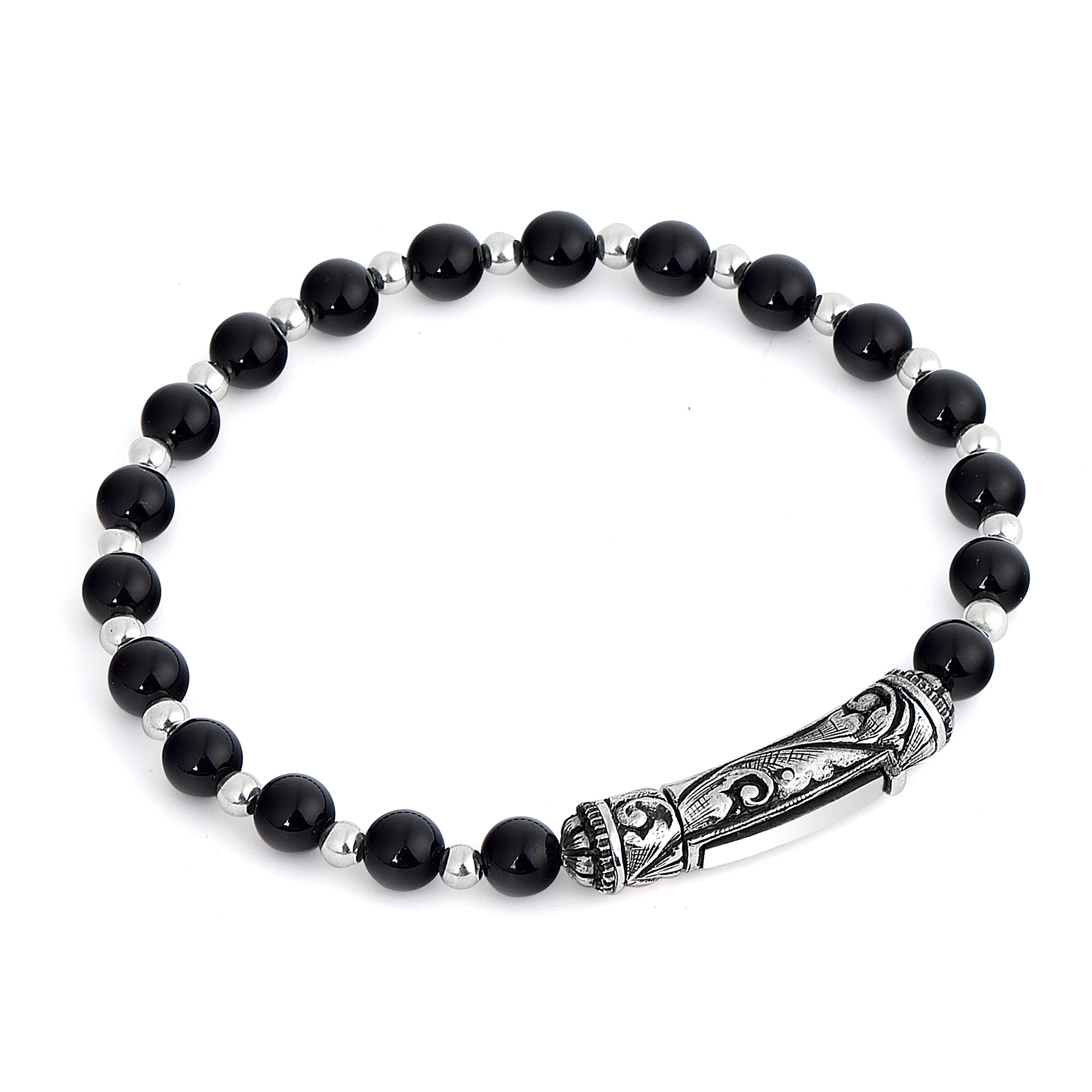 Single Lock Engraved G.s. Bracelet in Sterling Silver