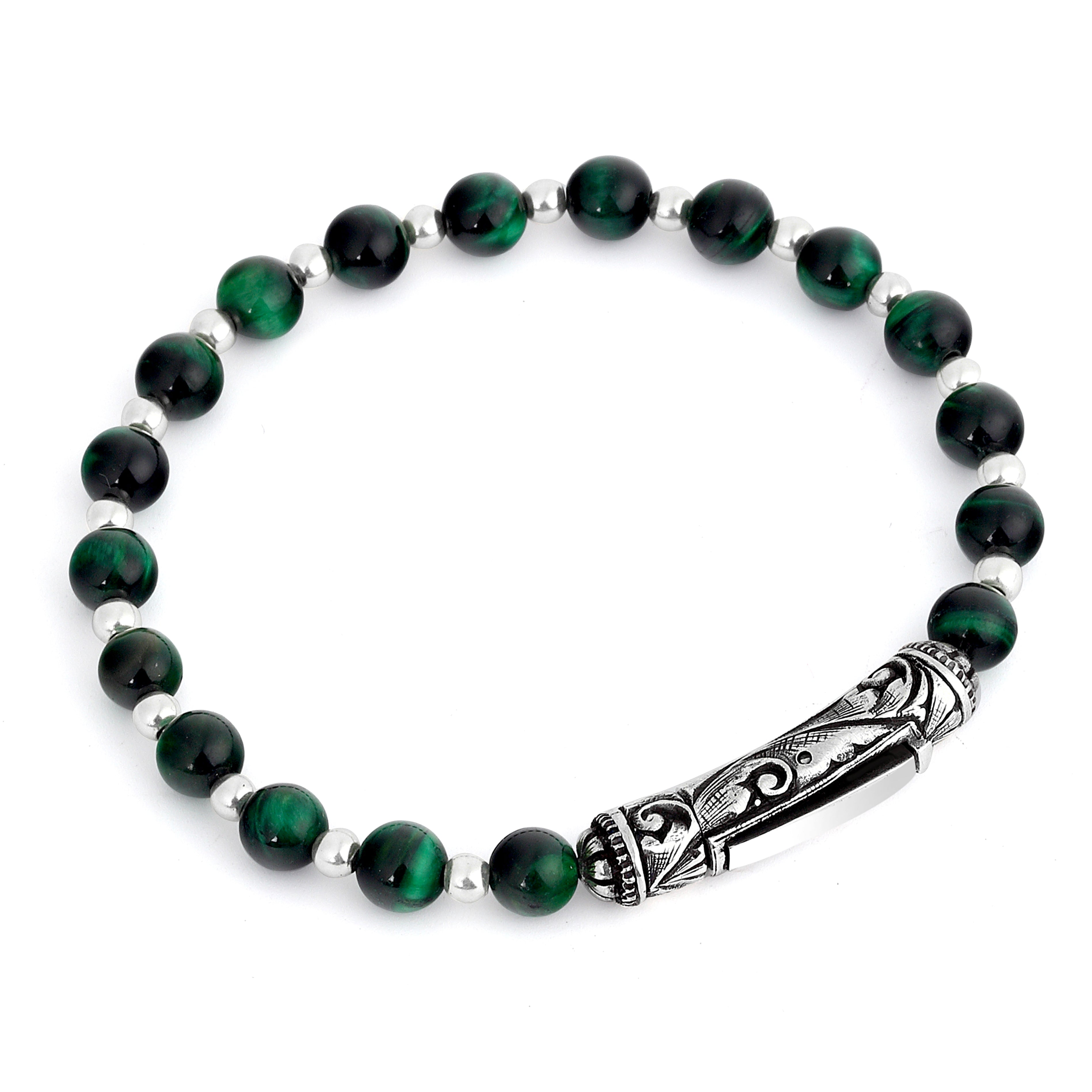 Single Lock Engraved G.s. Bracelet in Sterling Silver
