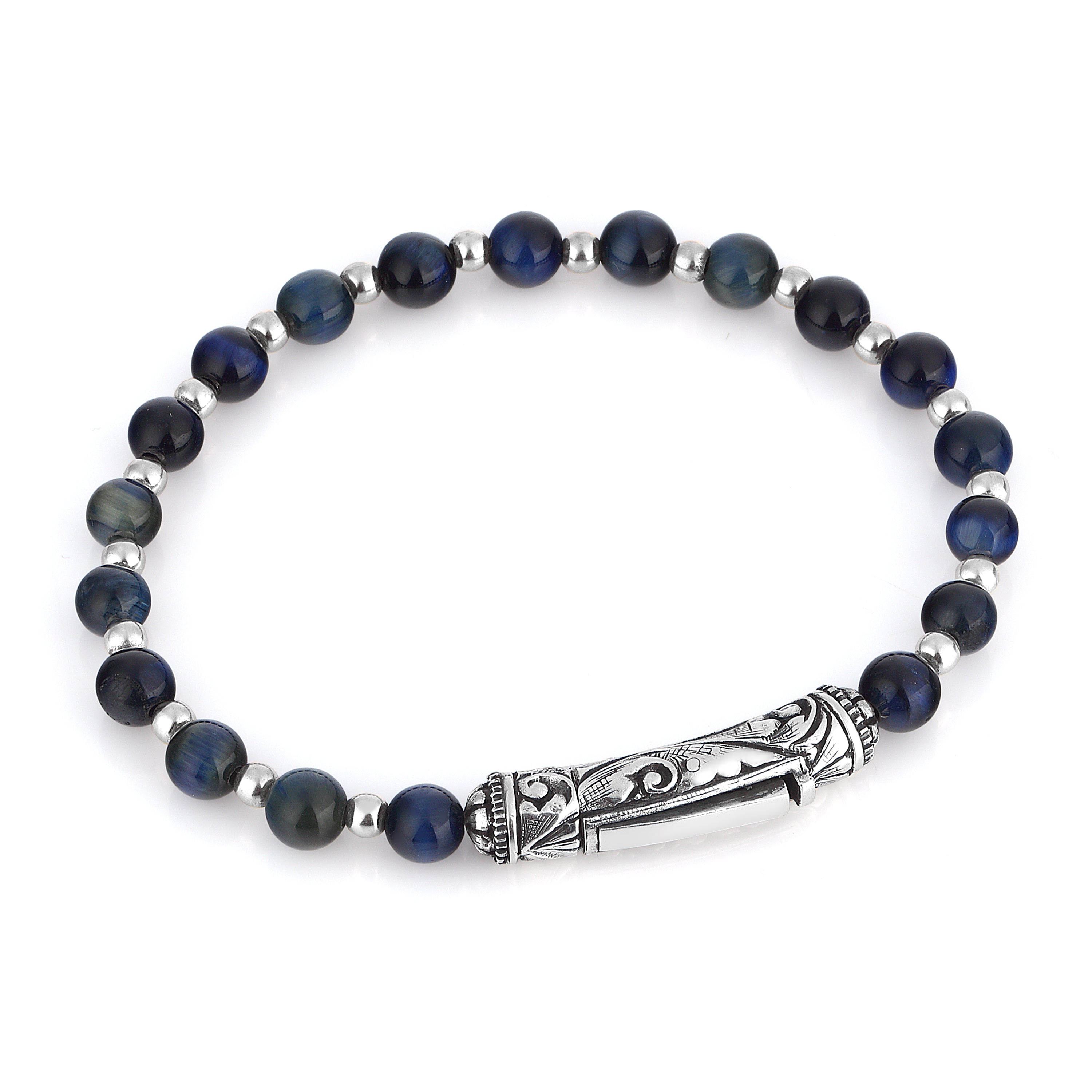 Single Lock Engraved G.s. Bracelet in Sterling Silver