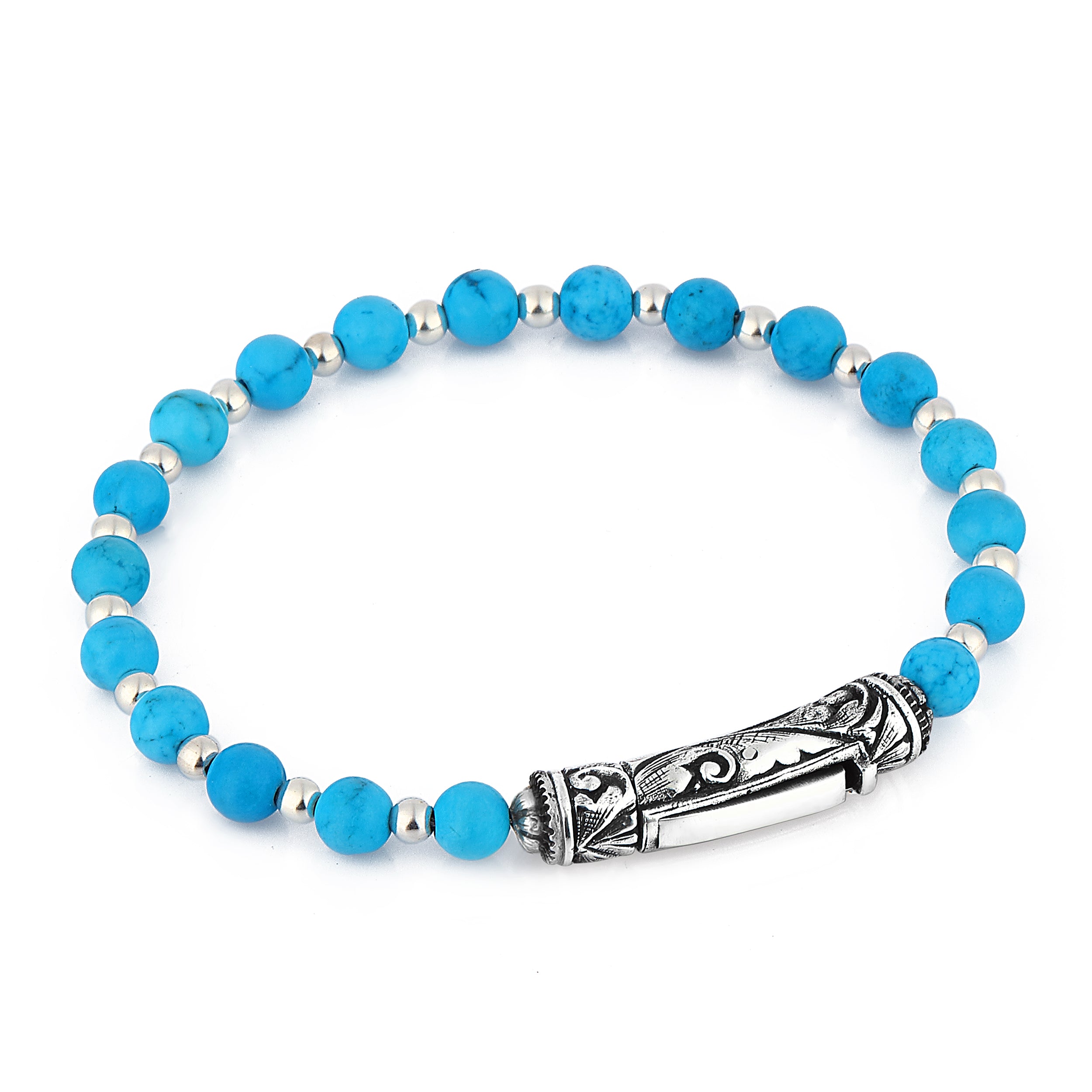 Single Lock Engraved G.s. Bracelet in Sterling Silver