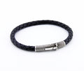 Single Lock Ms - Bubble Leather Bracelet in Sterling Silver
