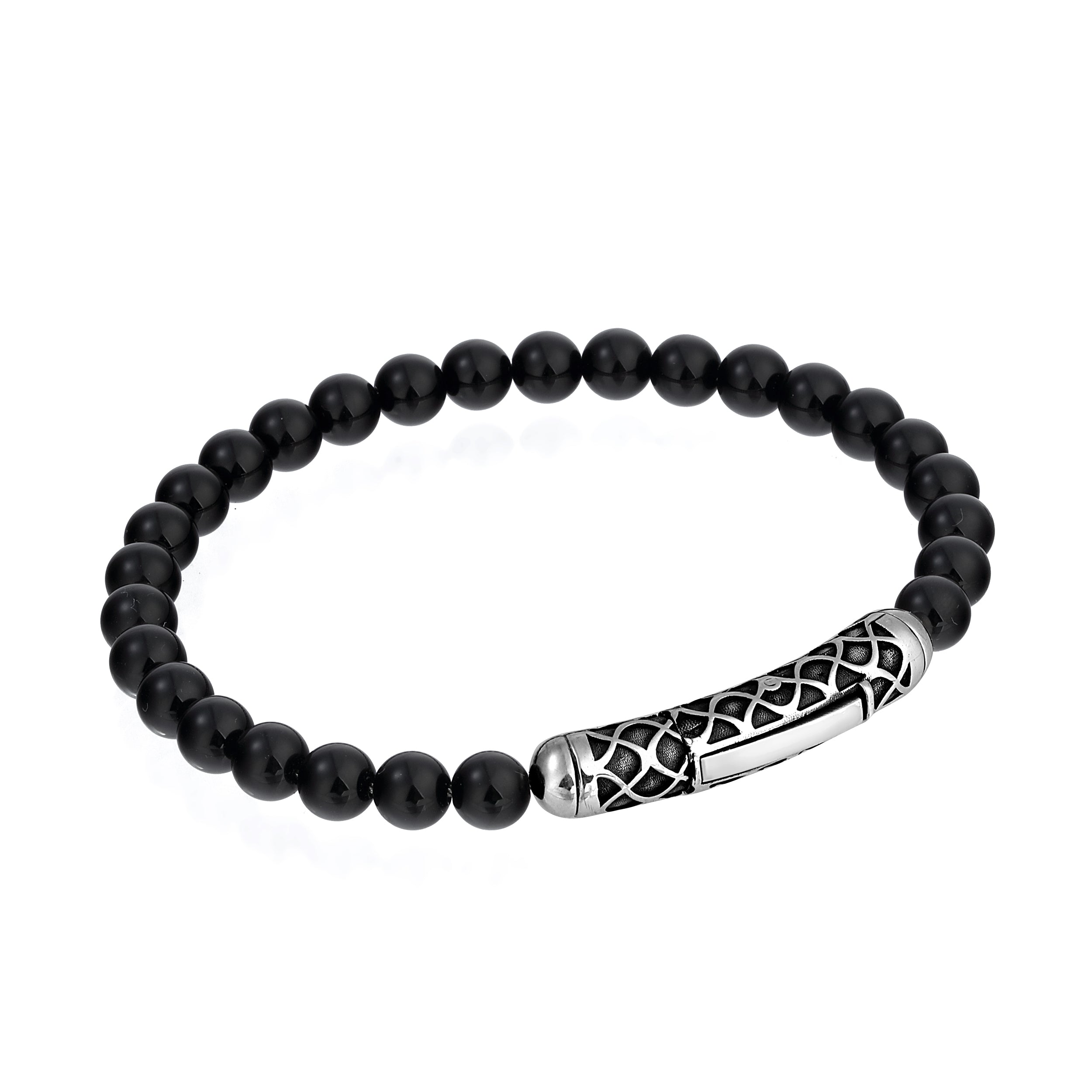 Single Lock Waves Gem Stone Bracelet in Sterling Silver