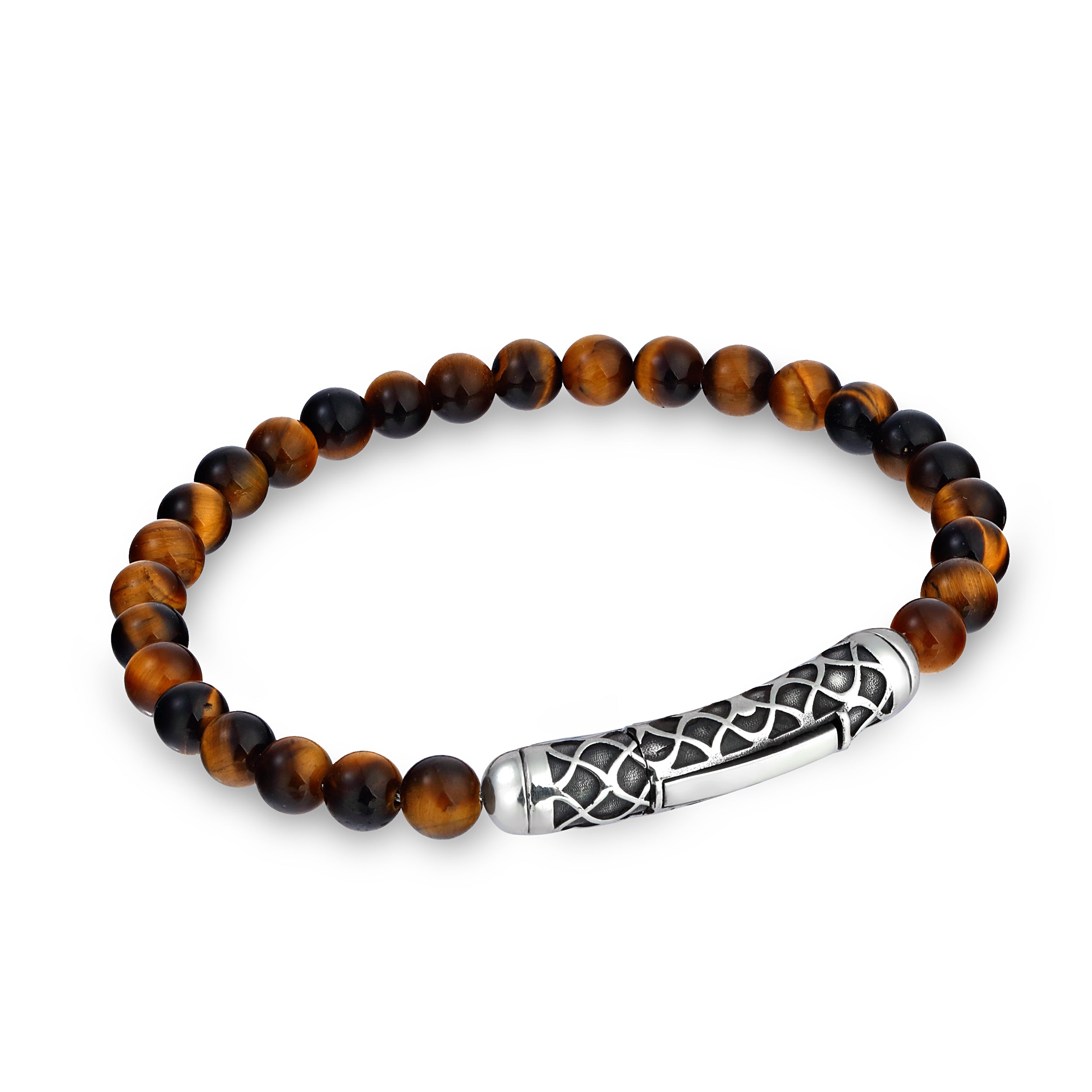 Single Lock Waves Gem Stone Bracelet in Sterling Silver