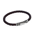 Single Lock Waves Leather Bracelet in Sterling Silver