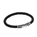 Single Lock Waves Leather Bracelet in Sterling Silver