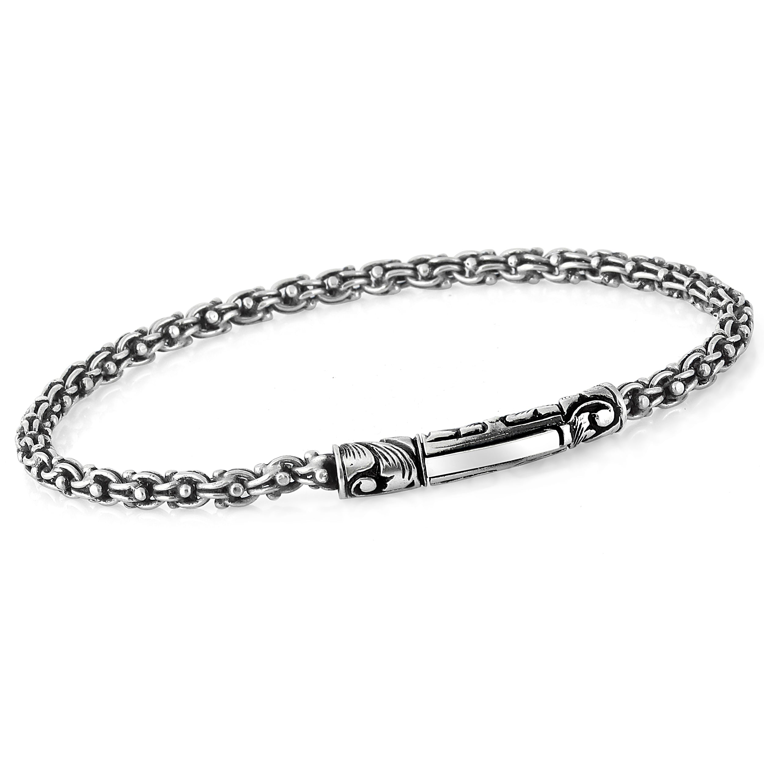 Single Lock Long Chain Bracelet in Sterling Silver