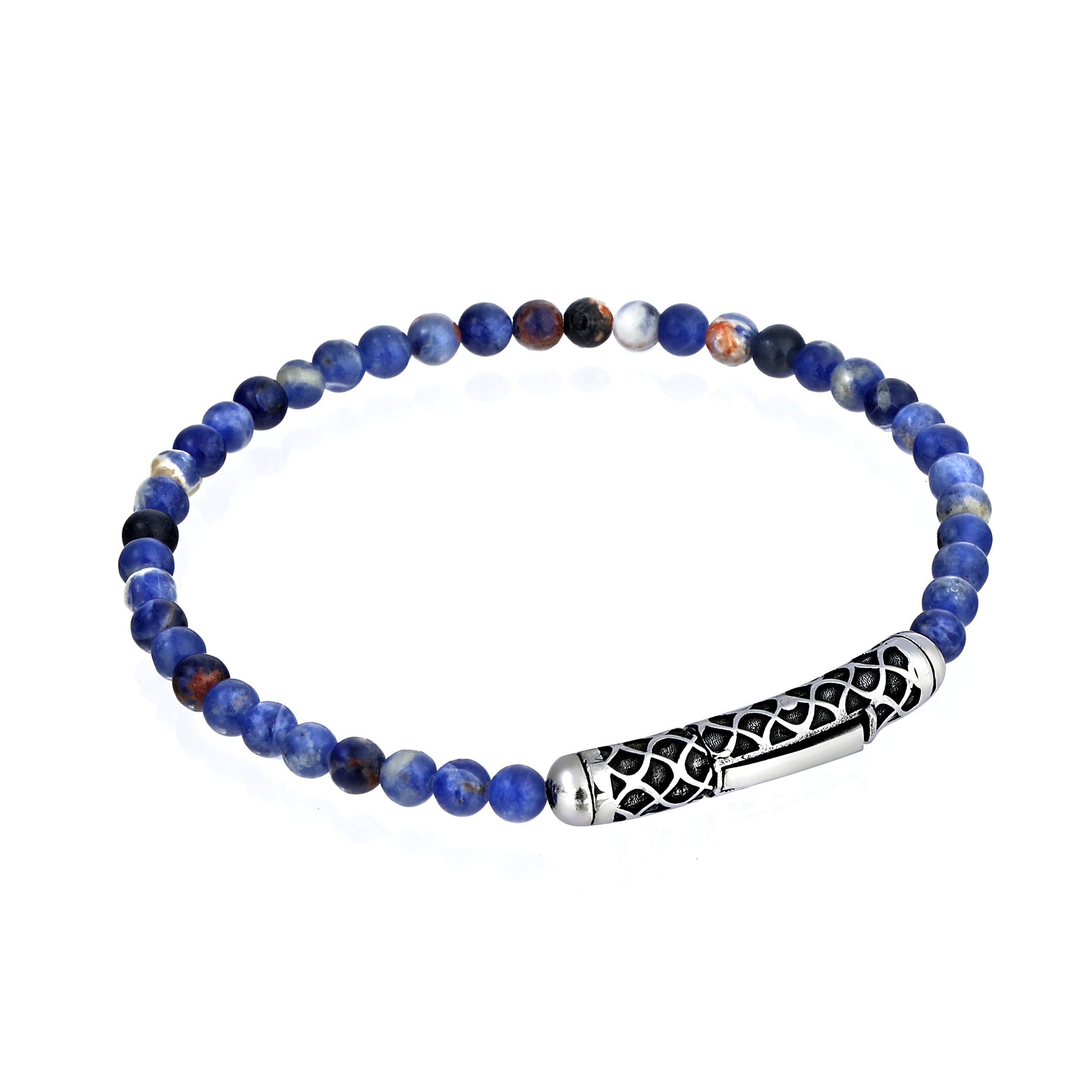 Single Lock Waves Gem Stone Bracelet in Sterling Silver