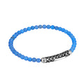 Single Lock Waves Gem Stone Bracelet in Sterling Silver
