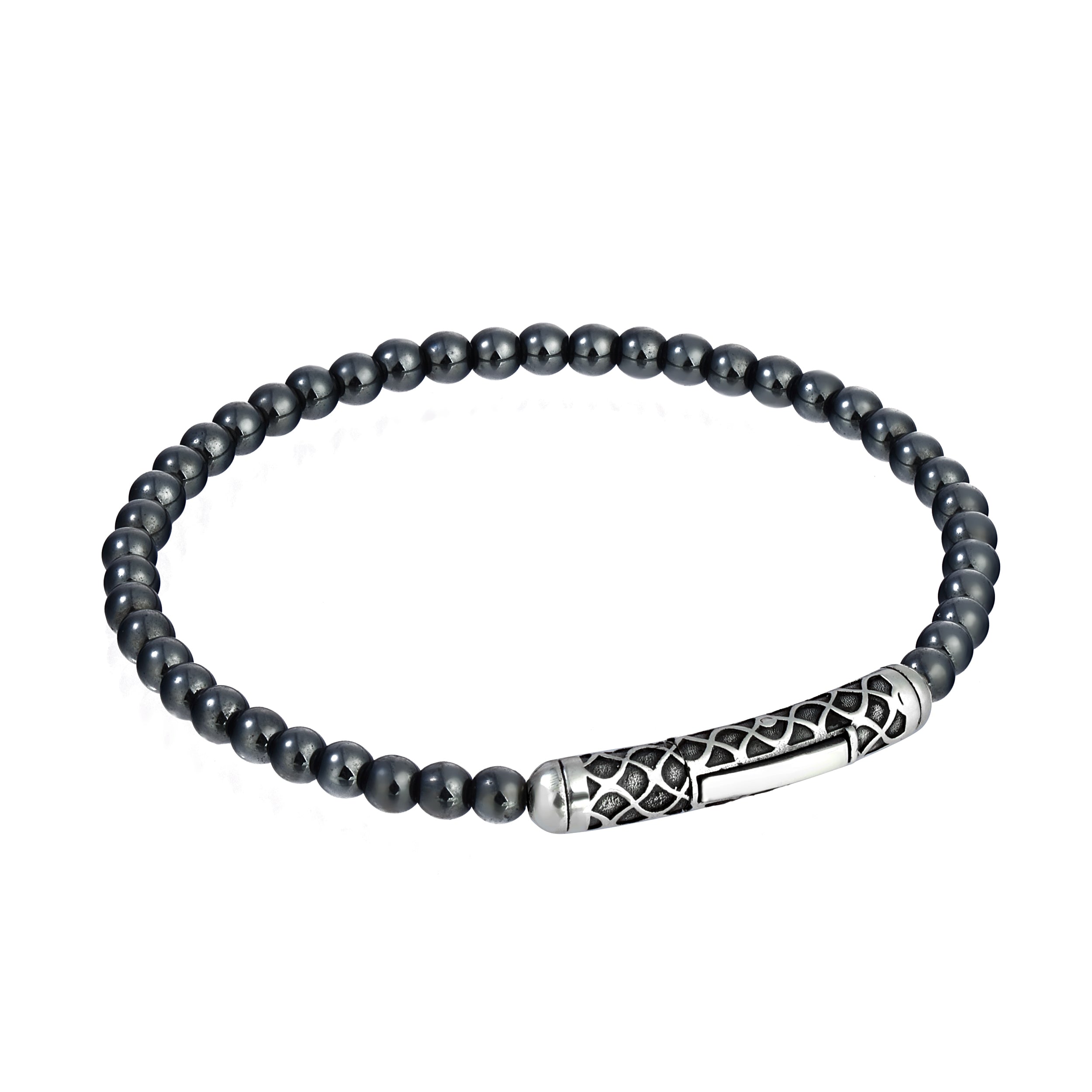 Single Lock Waves Gem Stone Bracelet in Sterling Silver