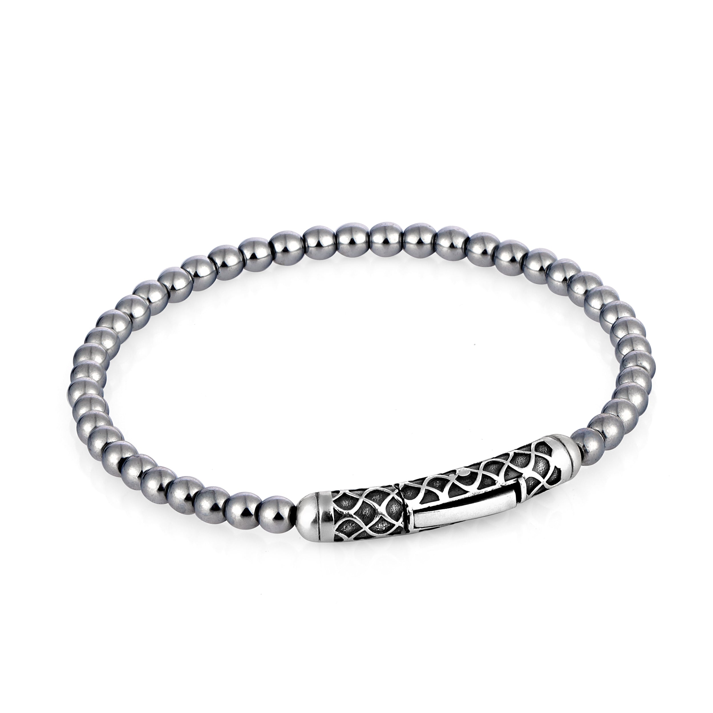 Single Lock Waves Gem Stone Bracelet in Sterling Silver