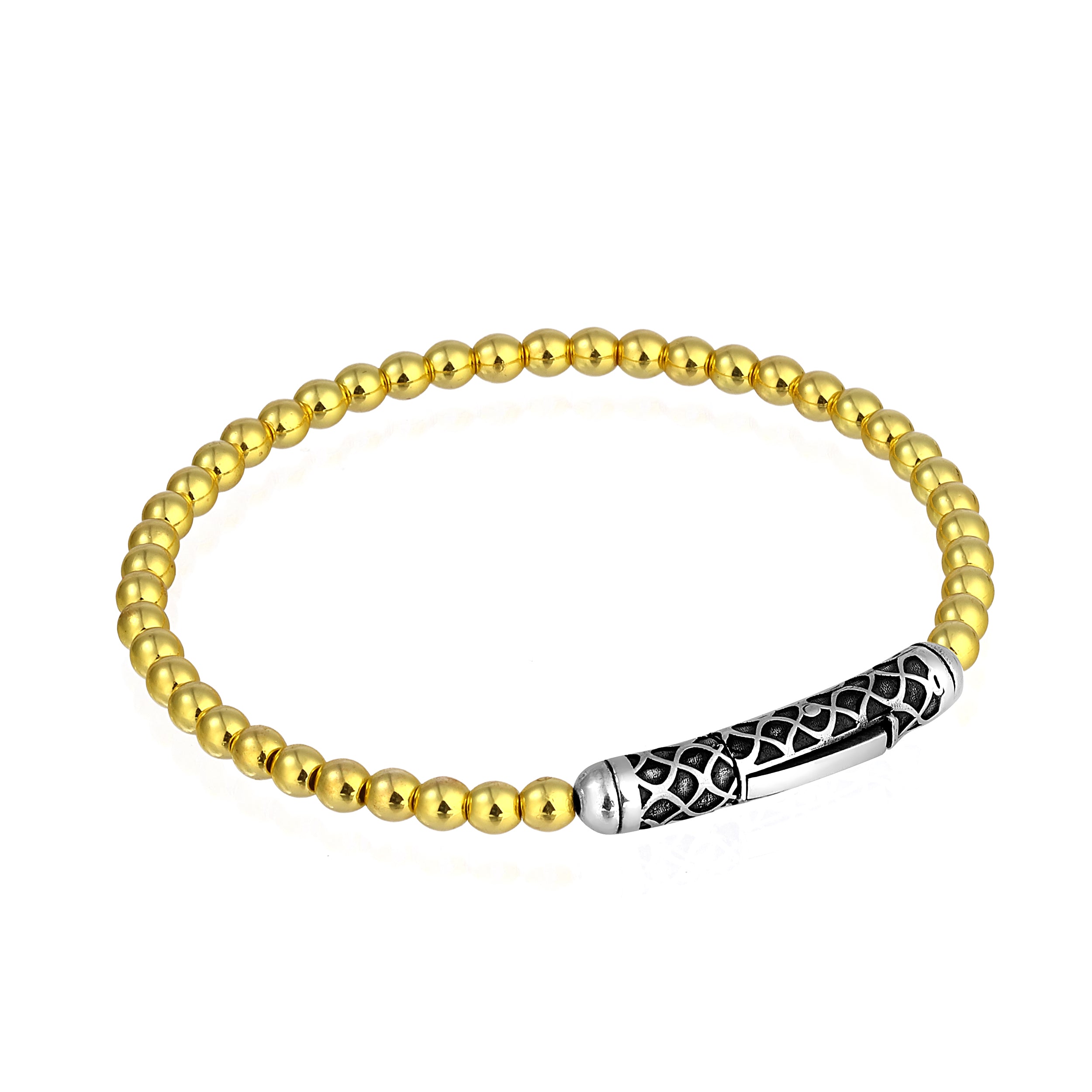 Single Lock Waves Gem Stone Bracelet in Sterling Silver