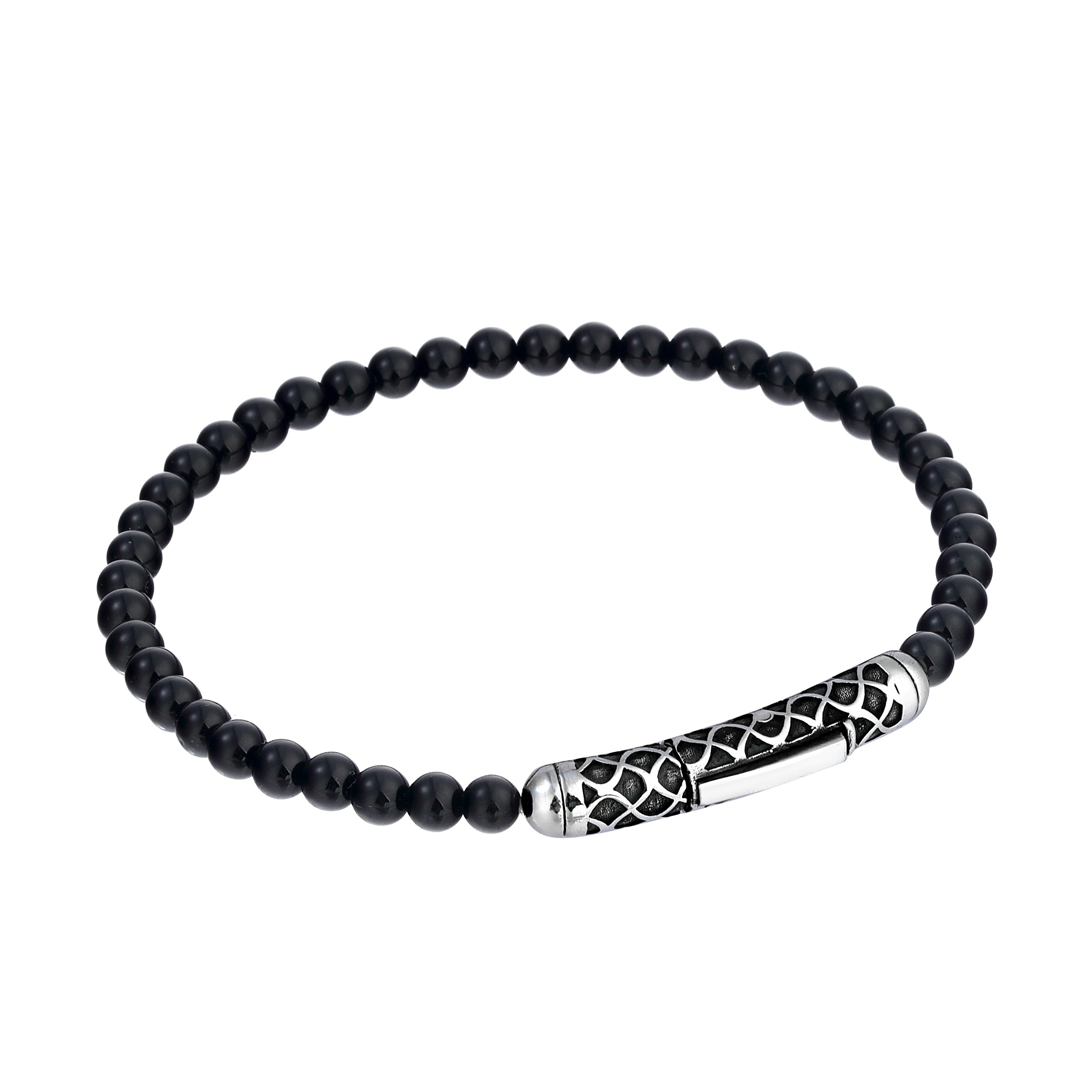 Single Lock Waves Gem Stone Bracelet in Sterling Silver
