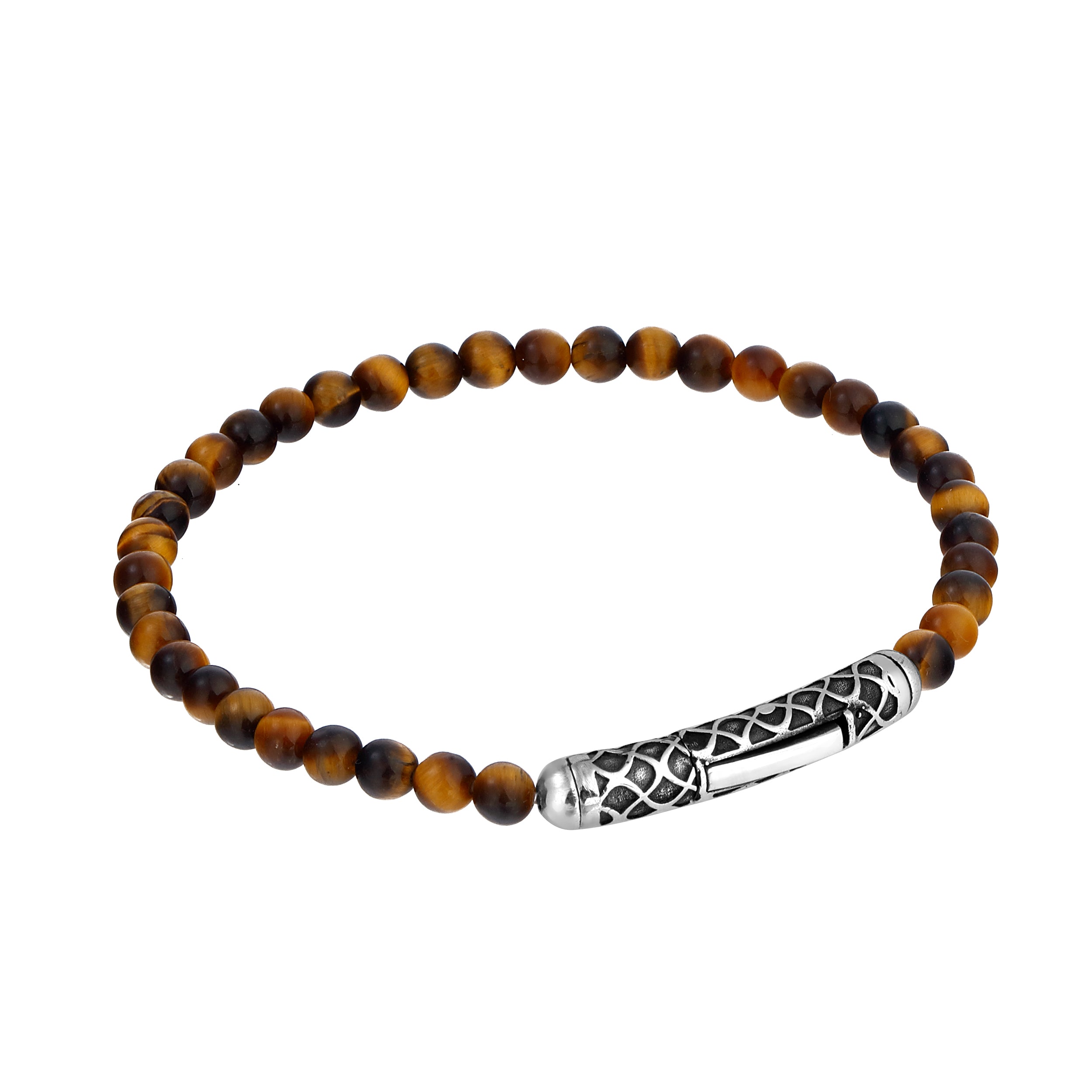 Single Lock Waves Gem Stone Bracelet in Sterling Silver
