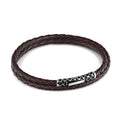 Single Lock Waves (double) Leather Bracelet in Sterling Silver