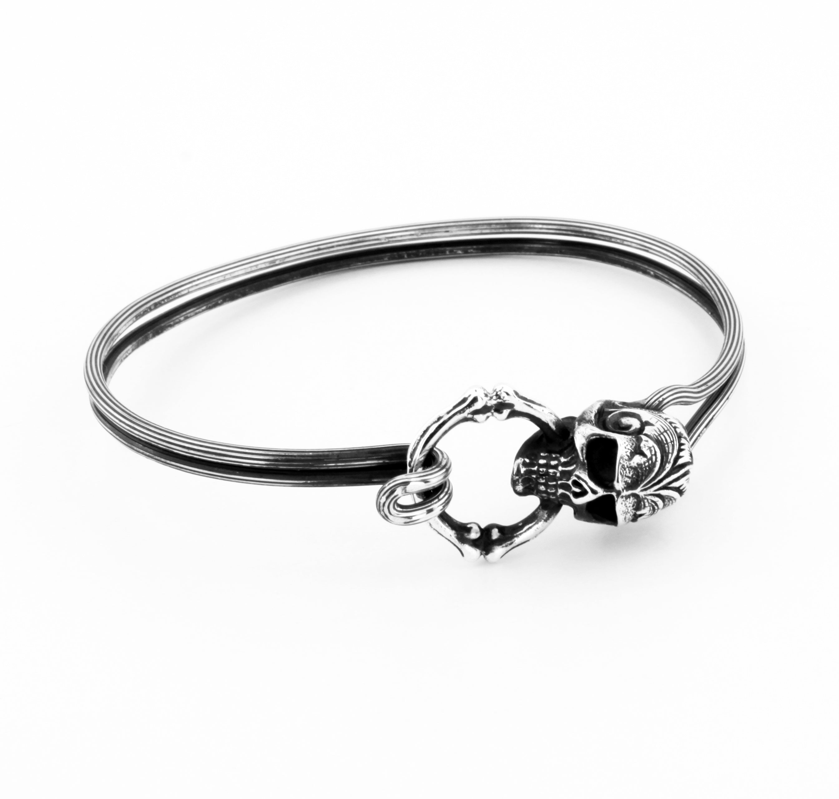 Skull Cuff Bracelet in Sterling Silver