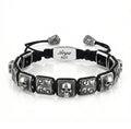 Skull Engraved Macrame Bracelet in Sterling Silver