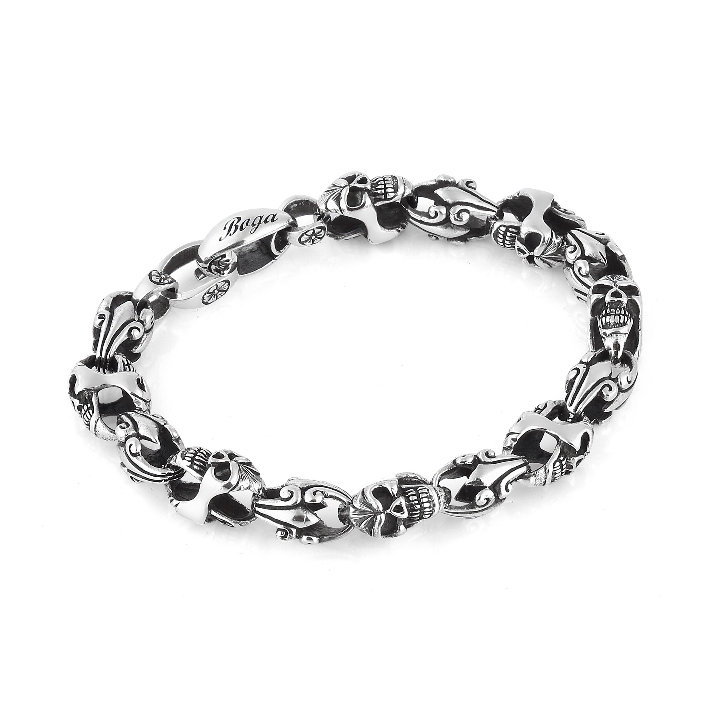 Skull Fdl Chain Bracelet in Sterling Silver