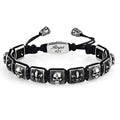 Skull Fleur de Lis Macrame Bracelet in Sterling Silver