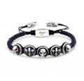 Skull Fleur de Lis Circular Snake Macrame Bracelet in Sterling Silver