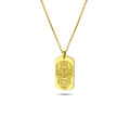 Skull Floral Tag Gold-Plated Necklace in Sterling Silver