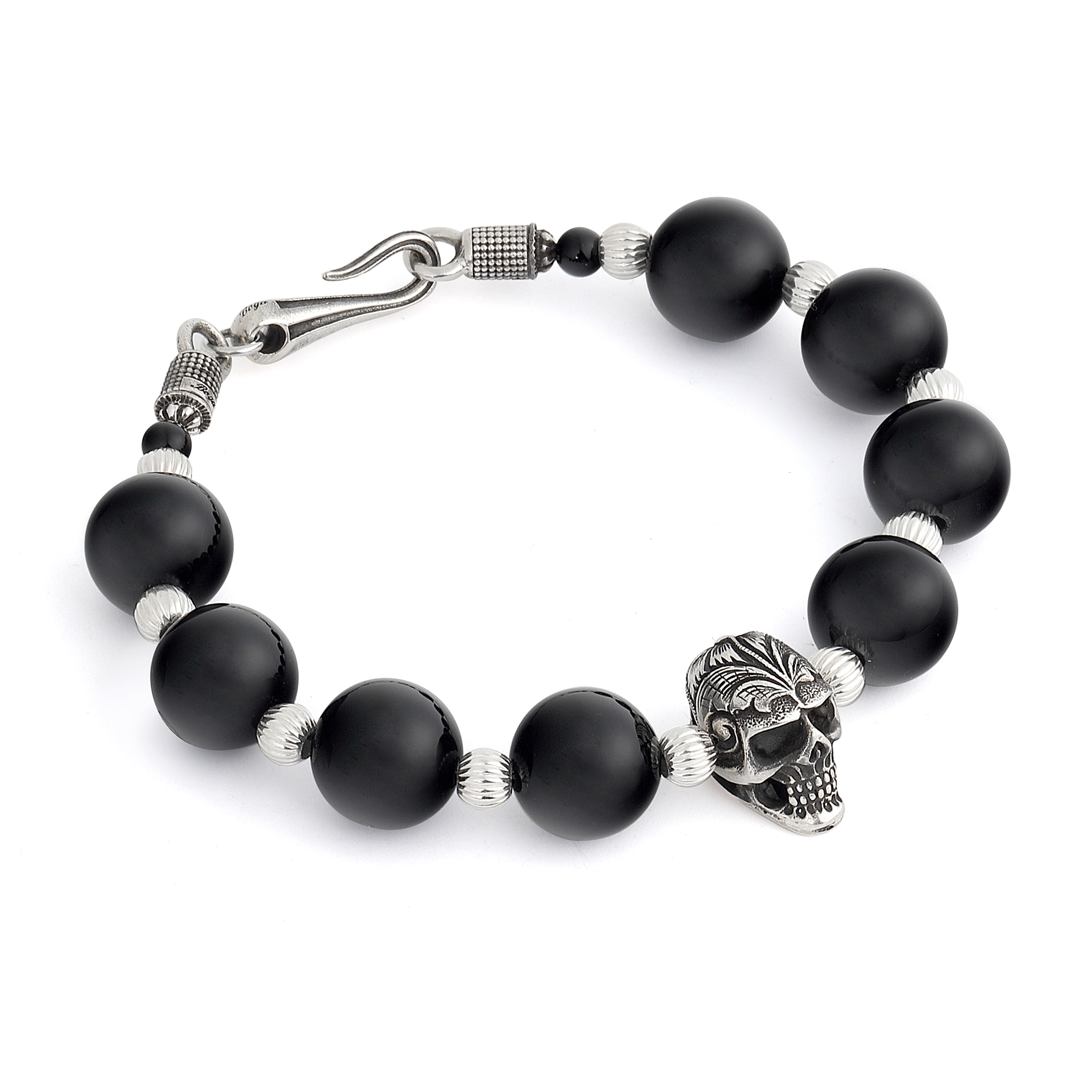 Skull Gemstone Hook Bracelet in Sterling Silver