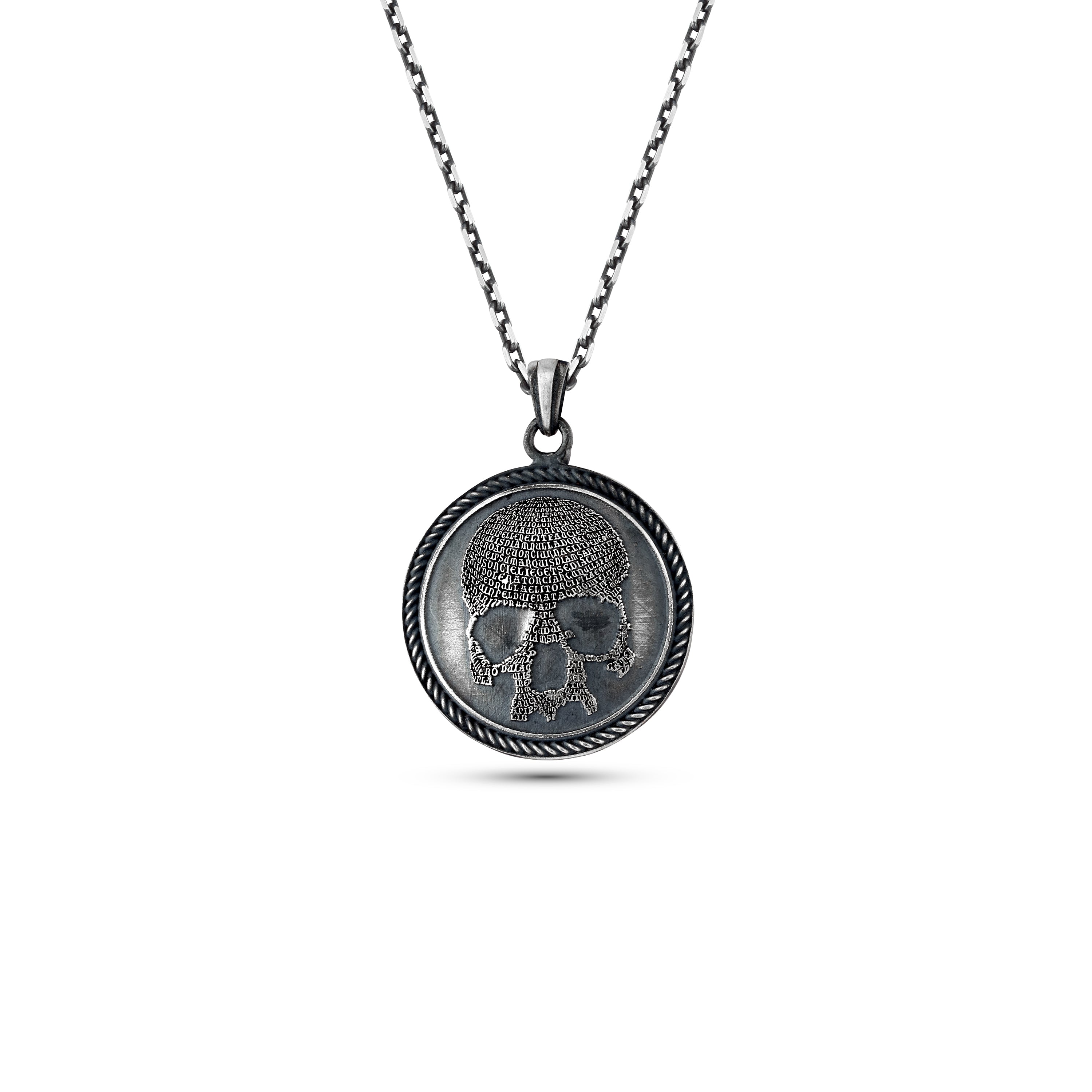Skull Letter Necklace in Sterling Silver
