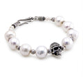 Skull Pearl Hook Bracelet in Sterling Silver