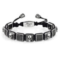 Skull Zircon Macrame Bracelet in Sterling Silver