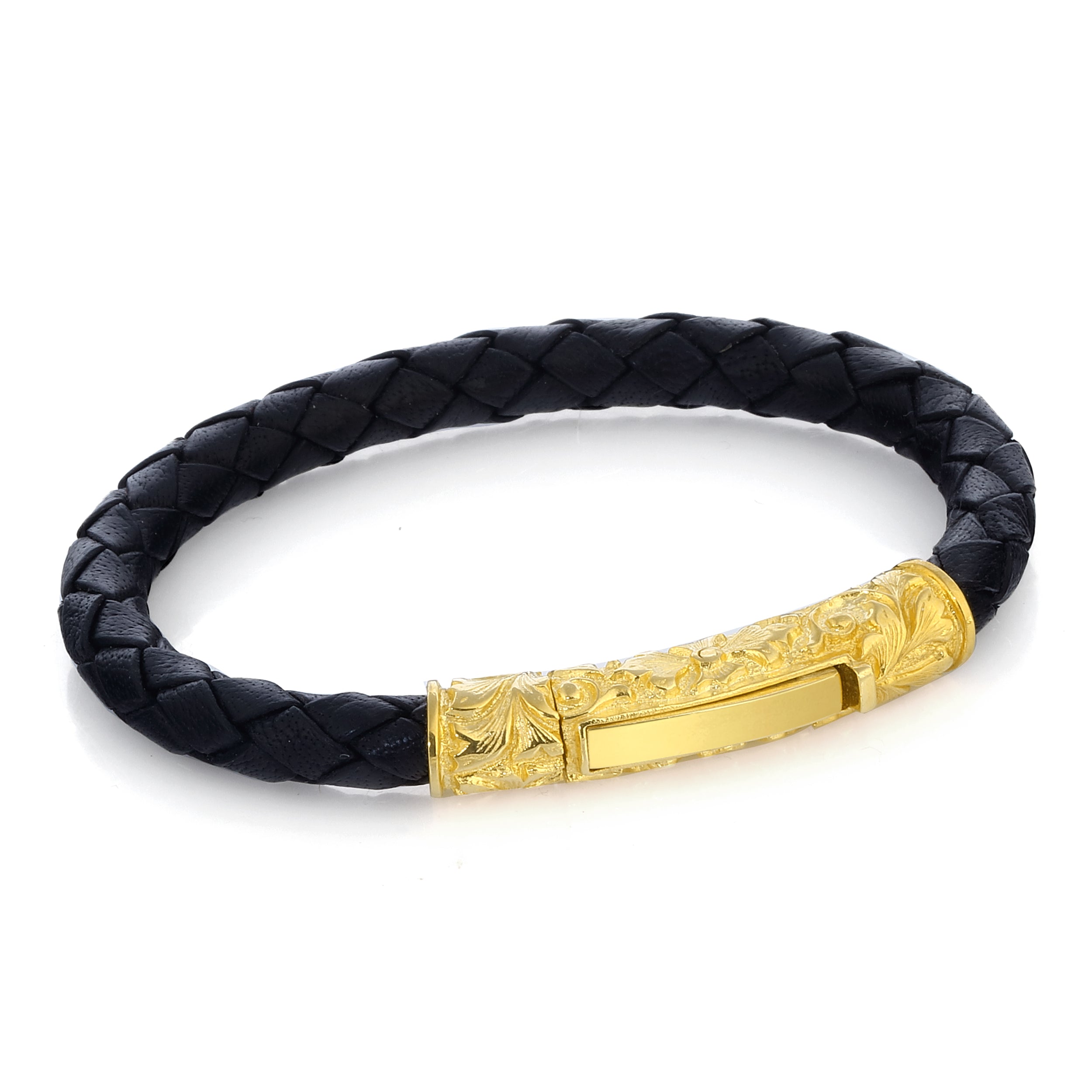 Sl-l Leather Bracelet in Sterling Silver