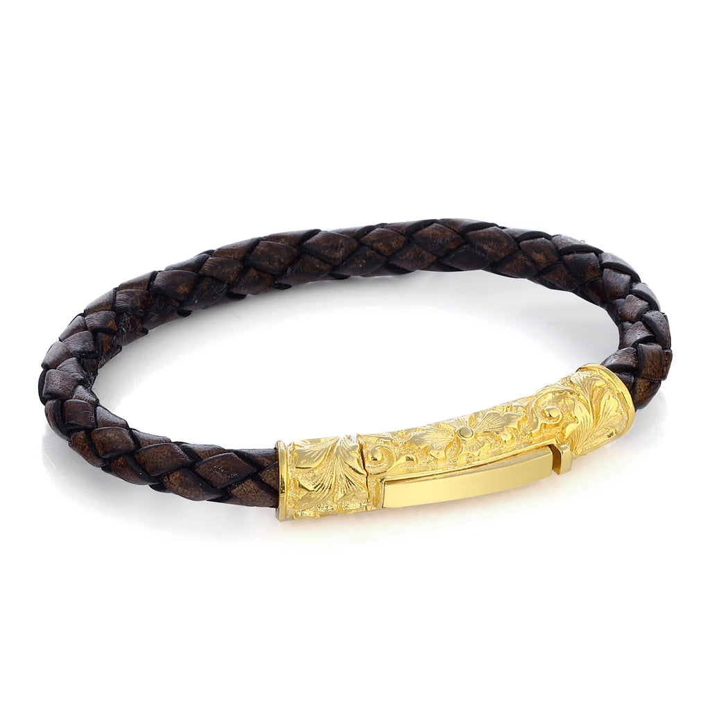 Sl-l Leather Bracelet in Sterling Silver