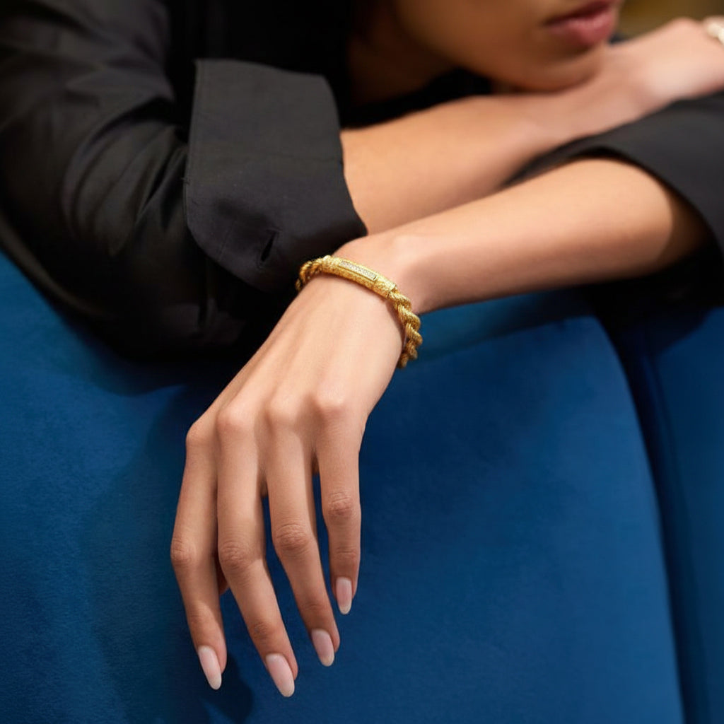 SL-L Zircon Auger Chain Bracelet in Sterling Silver