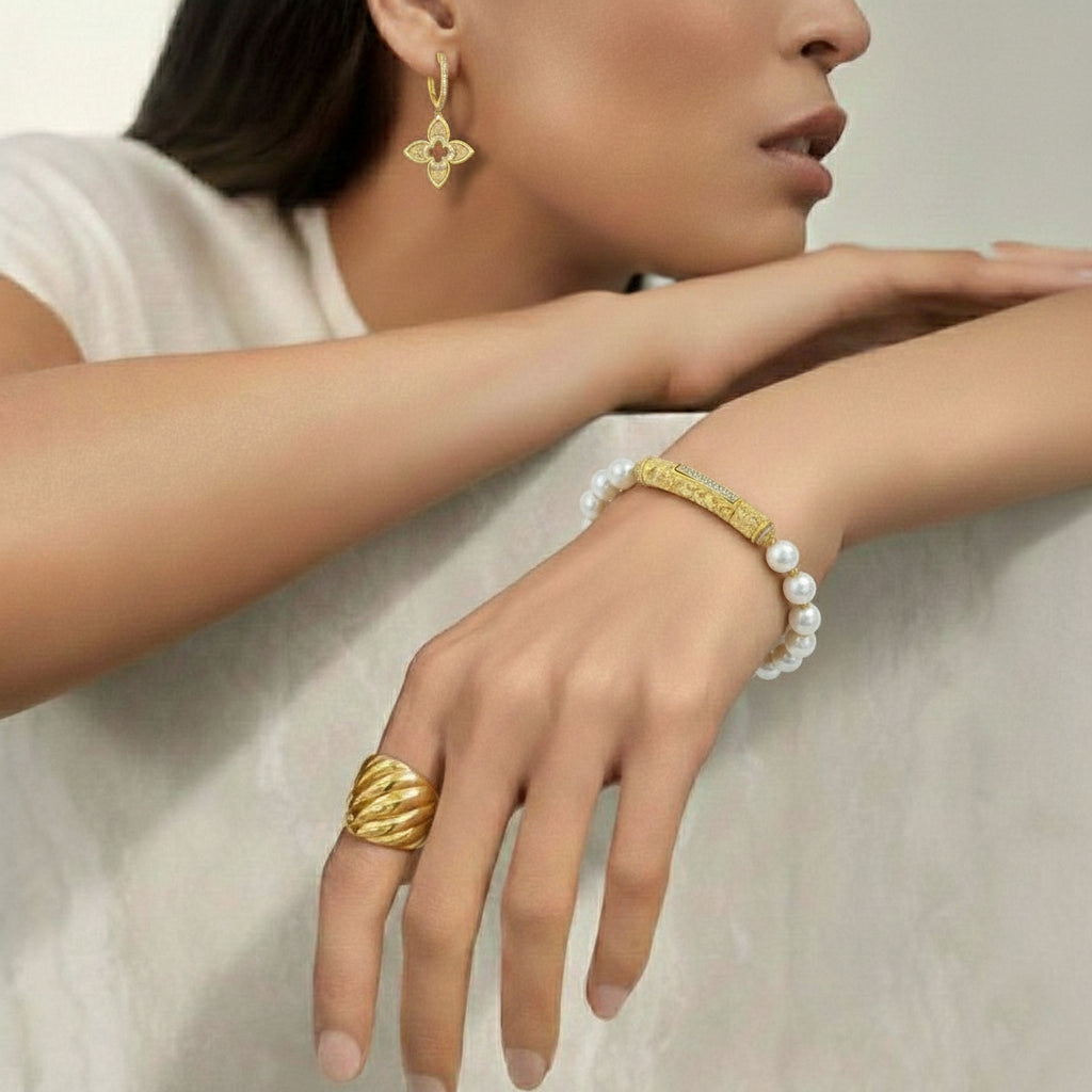 Sl-l Zircon Gem Stone Bracelet in Sterling Silver