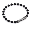 Single Lock M Engraved Onyx Bracelet, Sterling Silver