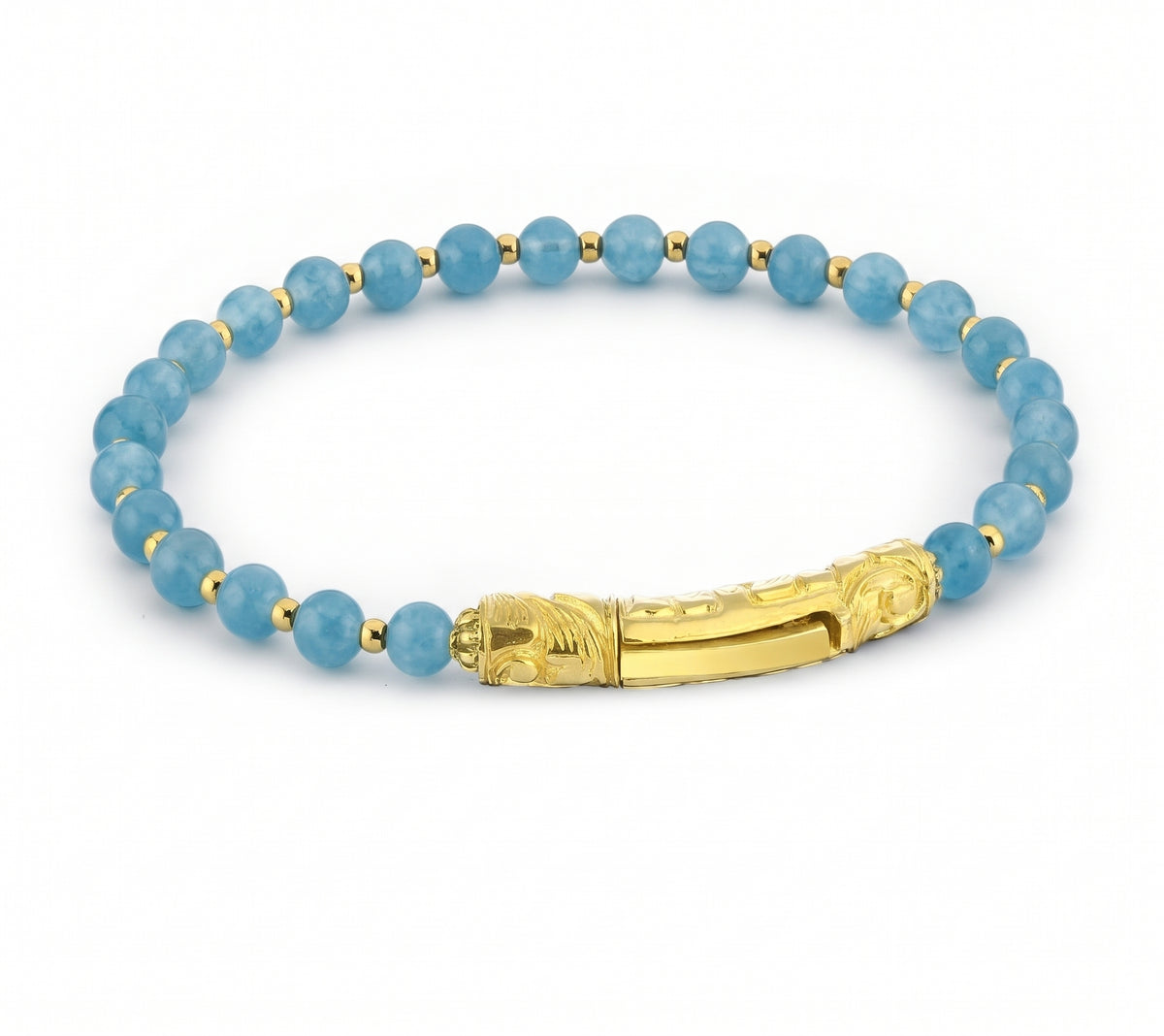 Single Lock-S Long Blue Quartz Bracelet, Sterling Silver