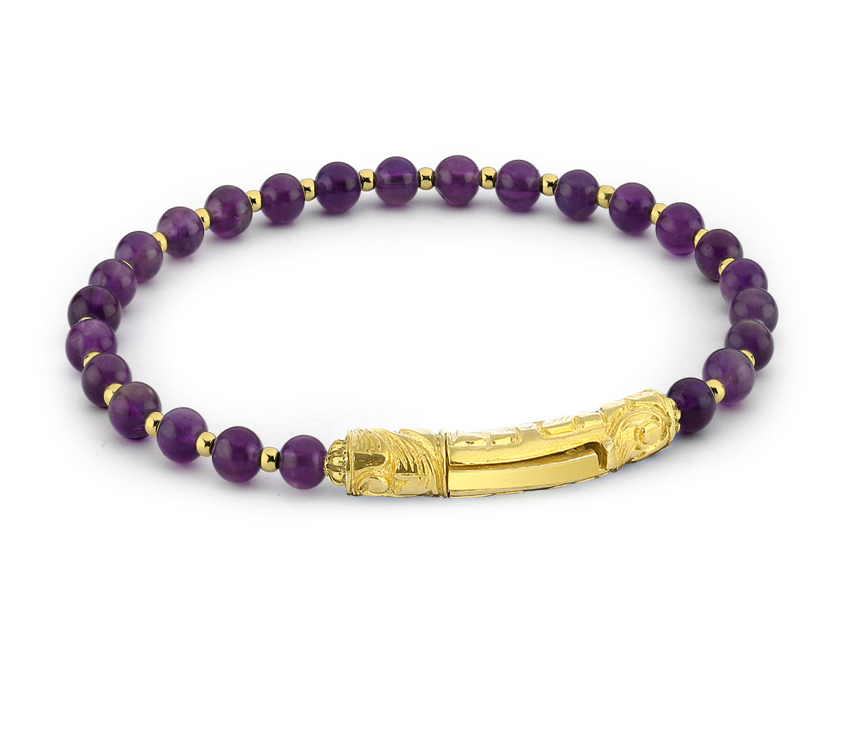 Single Lock-S Long Amethyst Bracelet, Sterling Silver