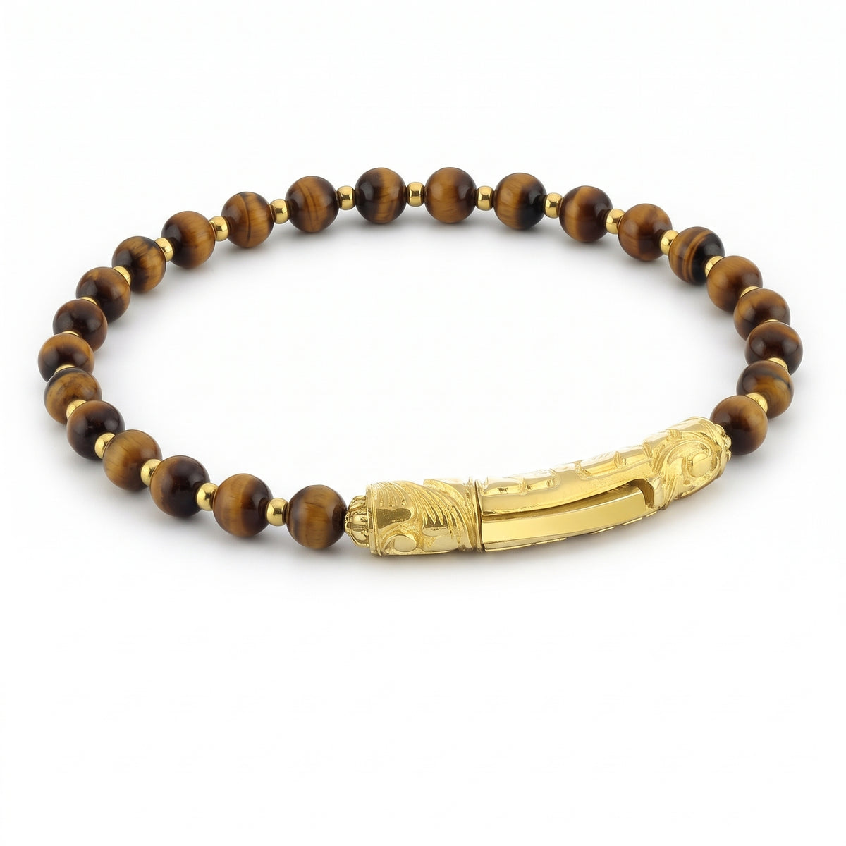 Single Lock-S Long Tiger Eye Bracelet, Sterling Silver