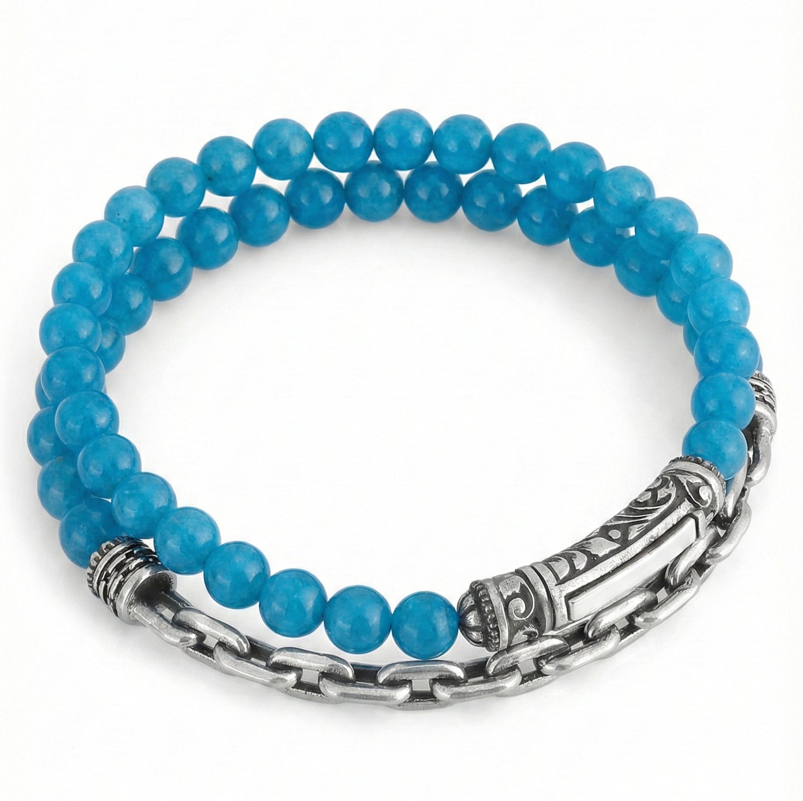 Sl M-arc Chain Gem Stone Bracelet in Sterling Silver
