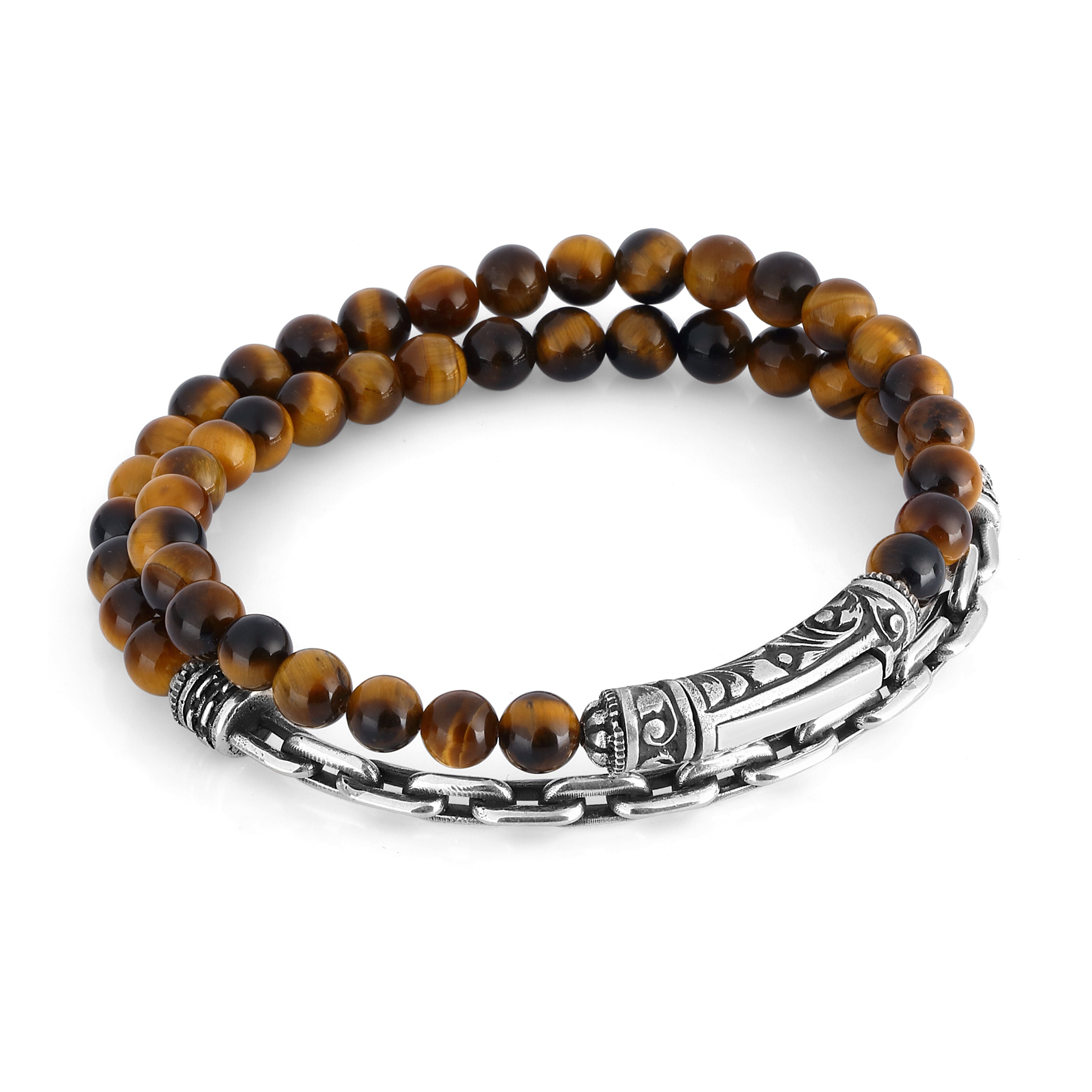 Sl M-arc Chain Gem Stone Bracelet in Sterling Silver