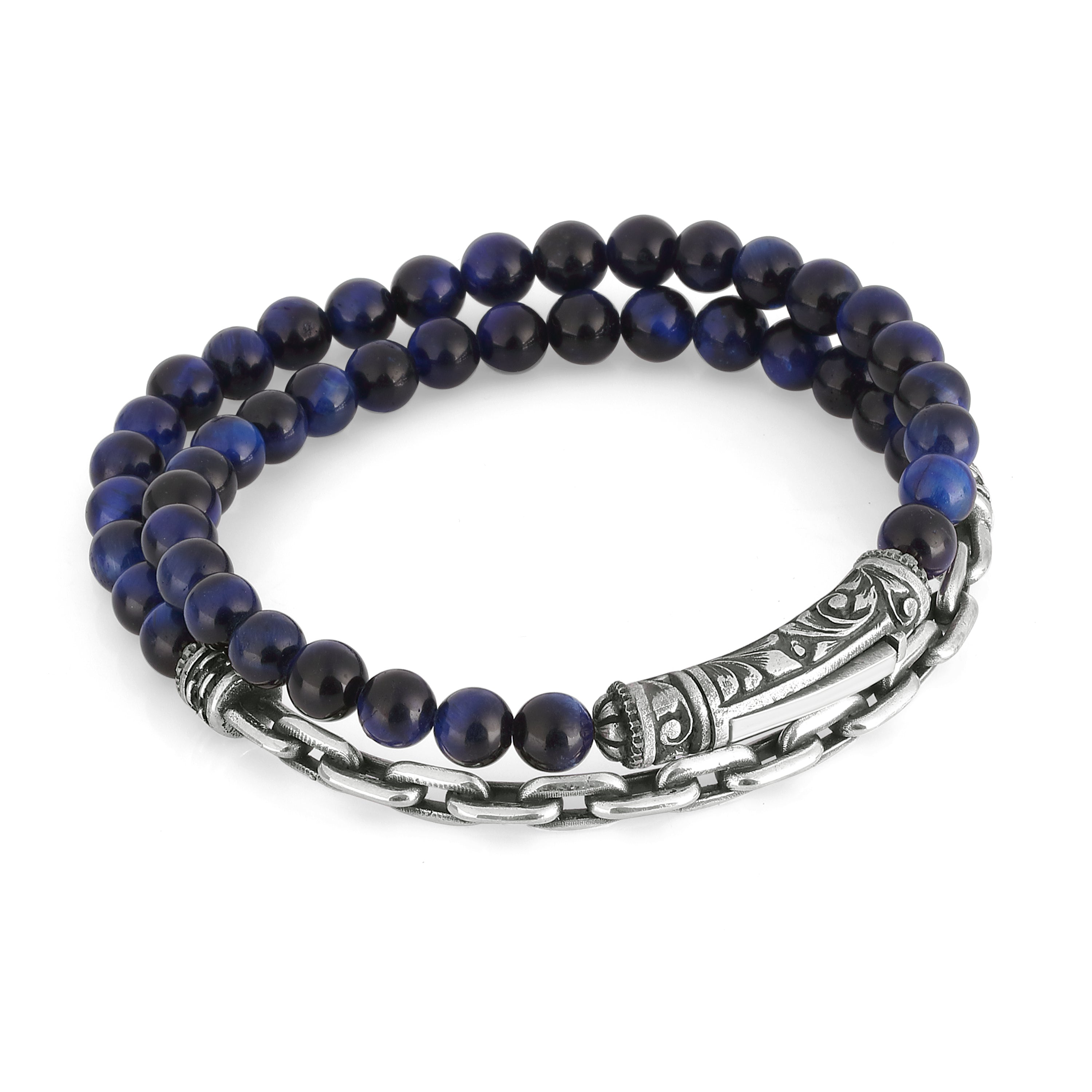 Sl M-arc Chain Gem Stone Bracelet in Sterling Silver