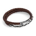 Sl M-arc Chain Leather Bracelet in Sterling Silver