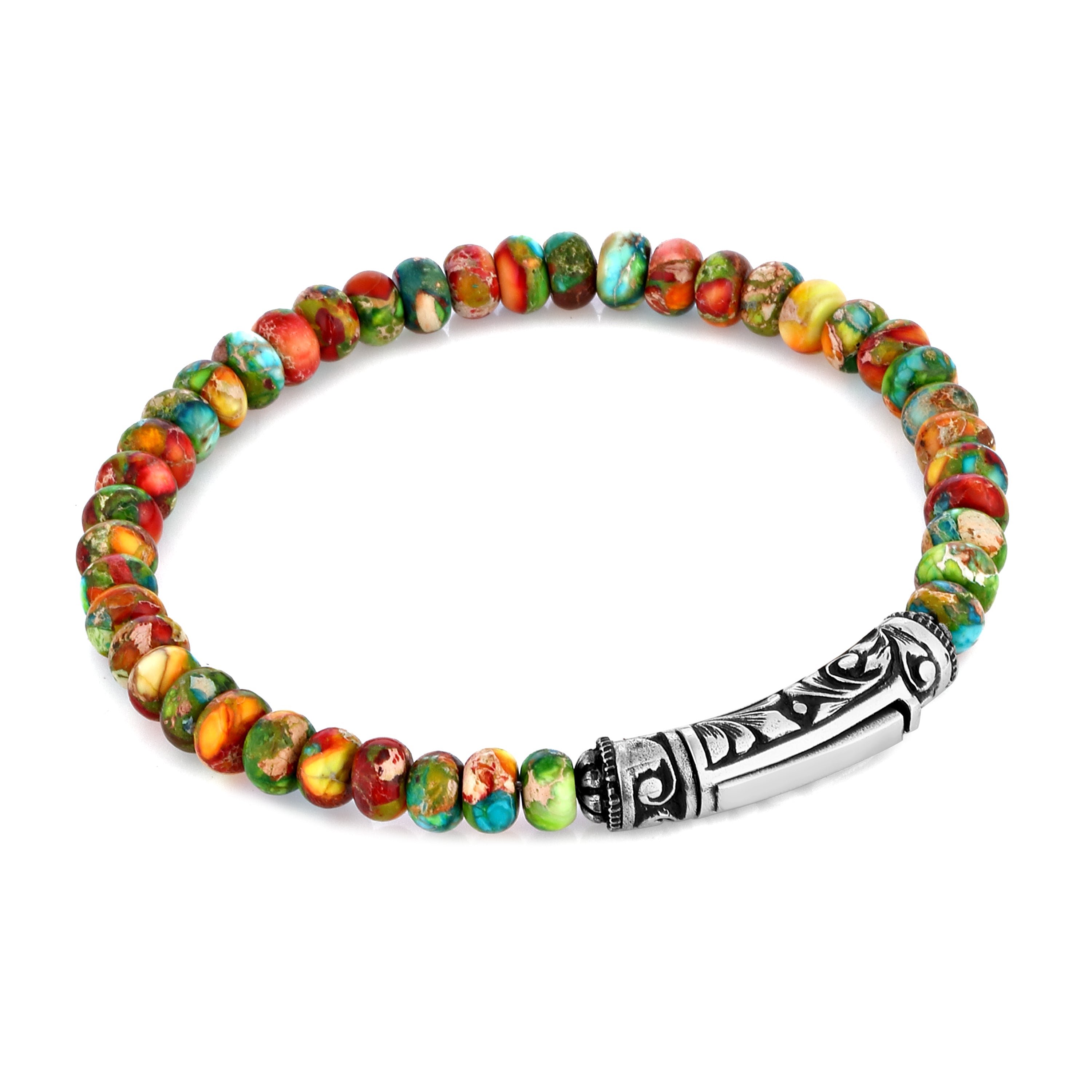 Sl Evgraved Variscite Bracelet in Sterling Silver