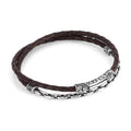 Sl S-arc Chain Leather Bracelet in Sterling Silver