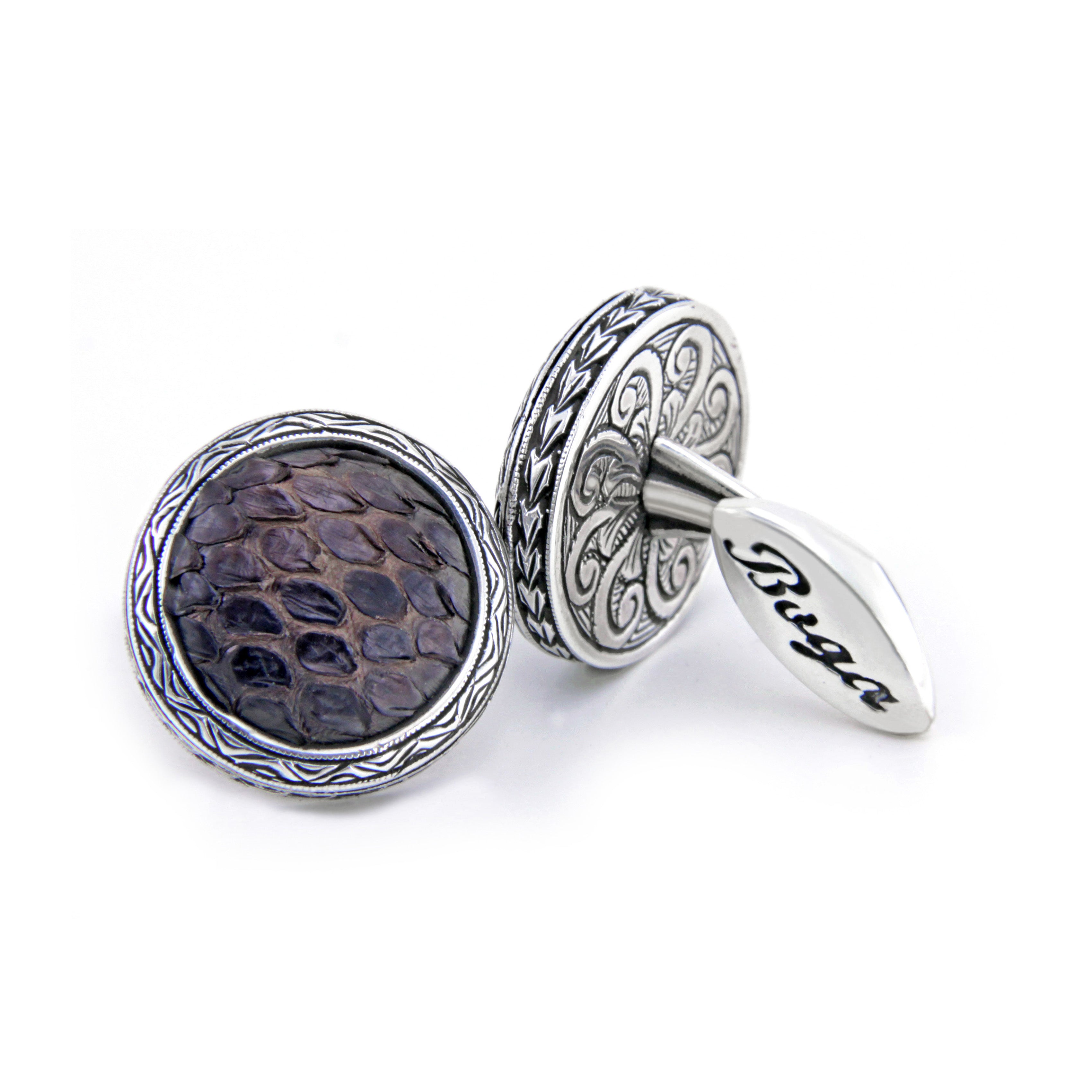 Snake Circular Small. Cufflinks in Sterling Silver
