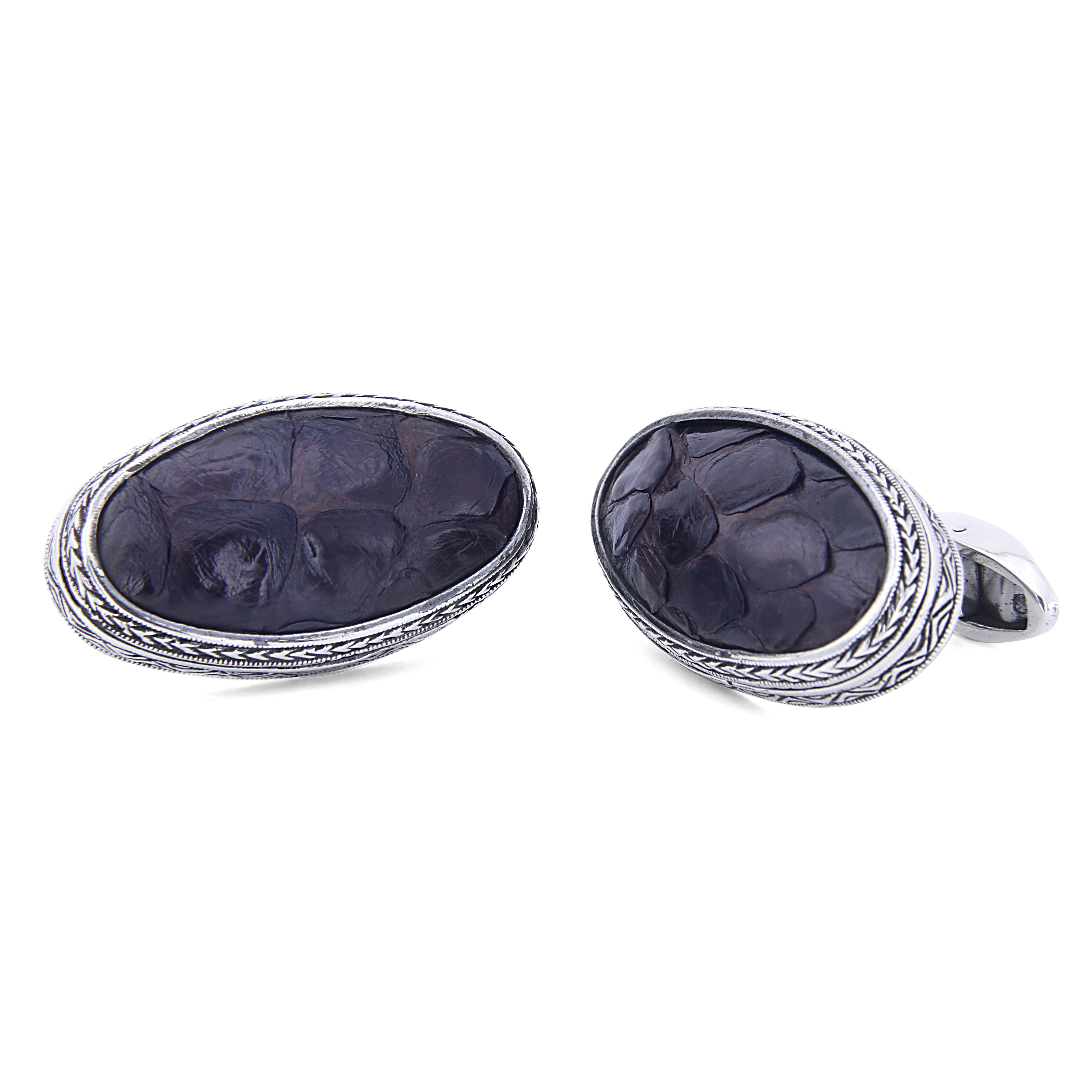 Snake Oval . Cufflinks in Sterling Silver