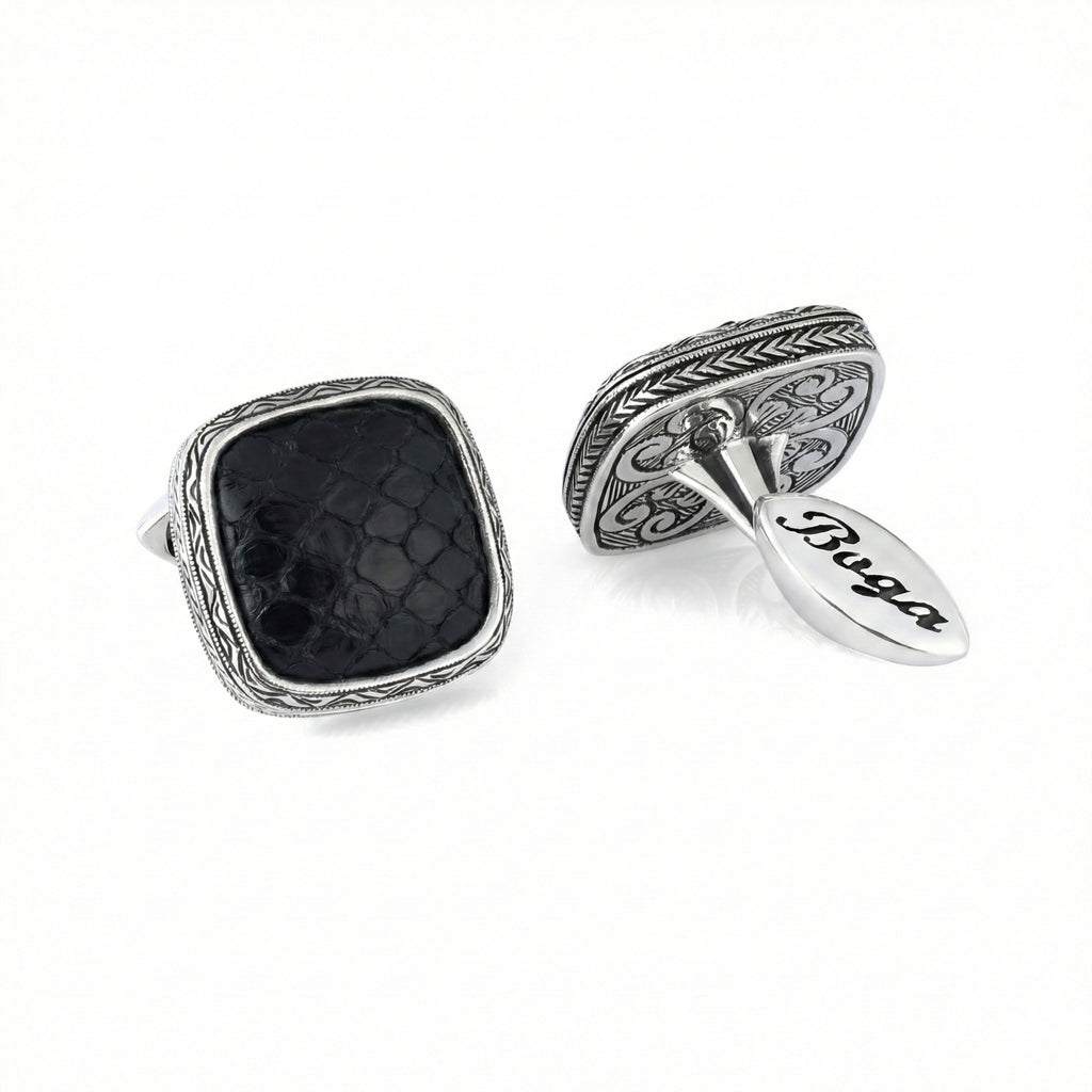 Snake Radius Cufflinks in Sterling Silver